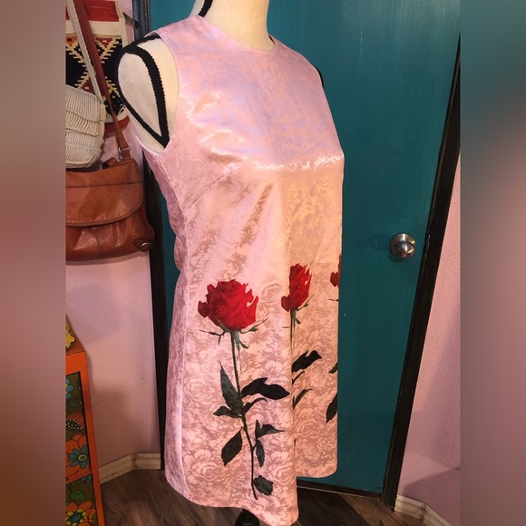 Baby Pink Red Rose Shift Dress 🌹 - Picture 6 of 15